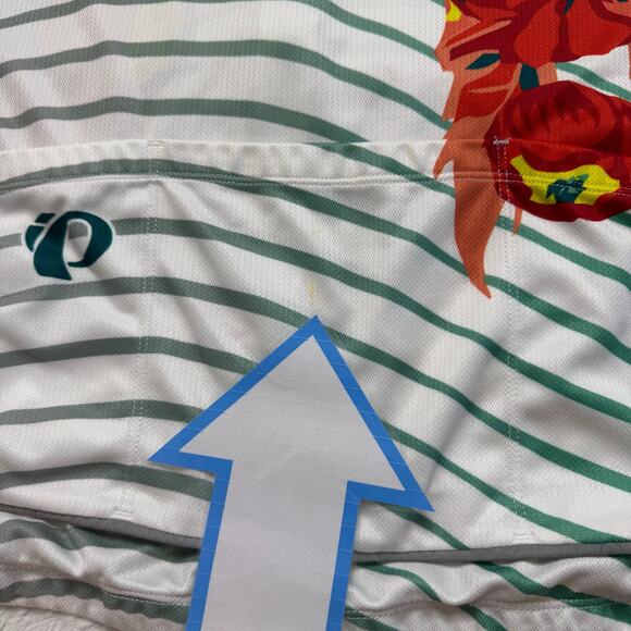 PEARL IZUMI Womens Elite Cycling Jersey in Coral Peony Green Stripe Sz XXL #0877 - Picture 11 of 11